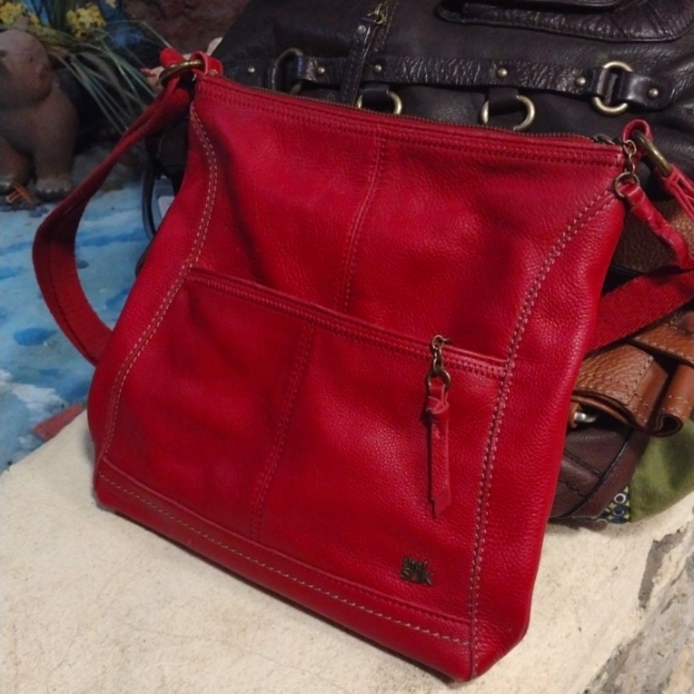 The Sak Red Crossbody Bag with Luxurious Texture